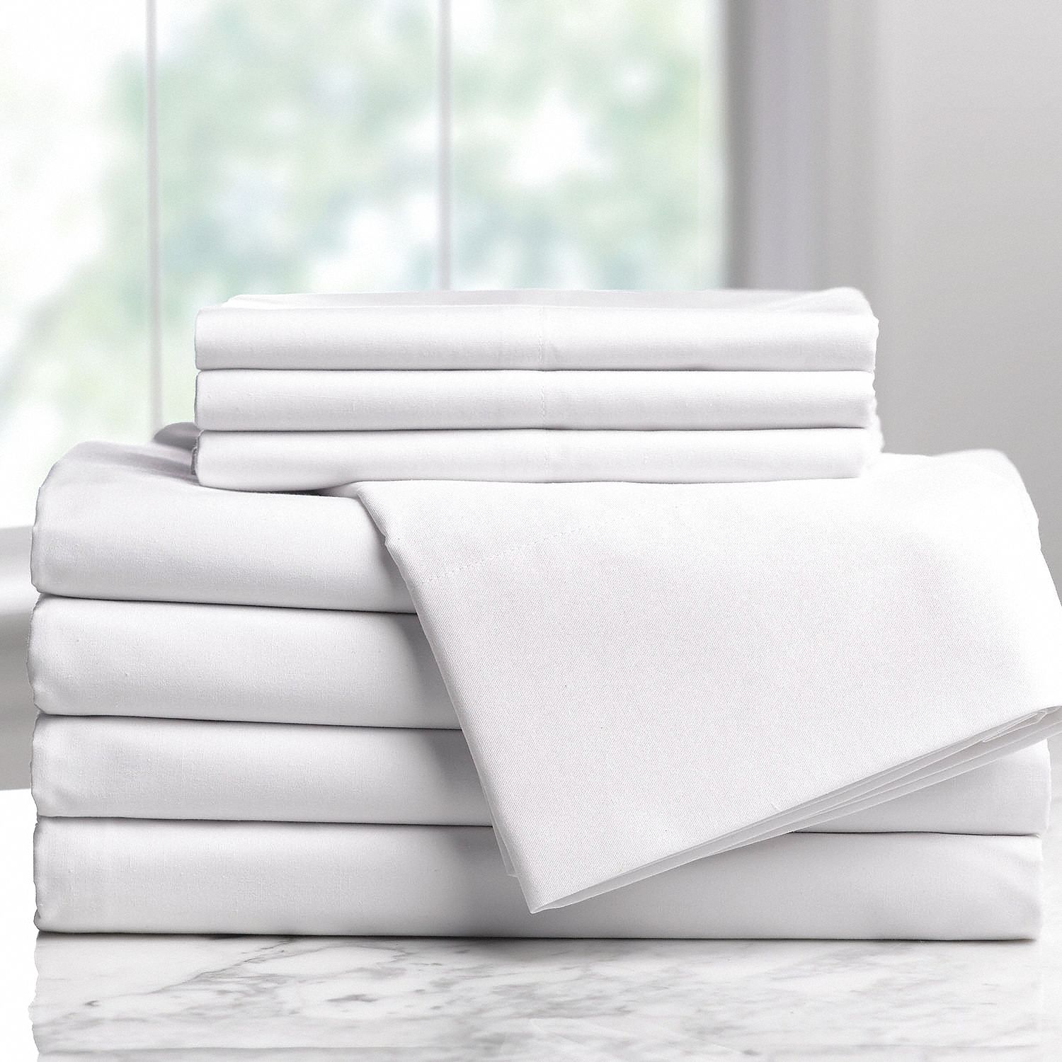 Pillowcase: Full, 44 in Wd, 35 in Lg, 60% Cotton/40% Polyester Fabric, T200, White, 12 PK
