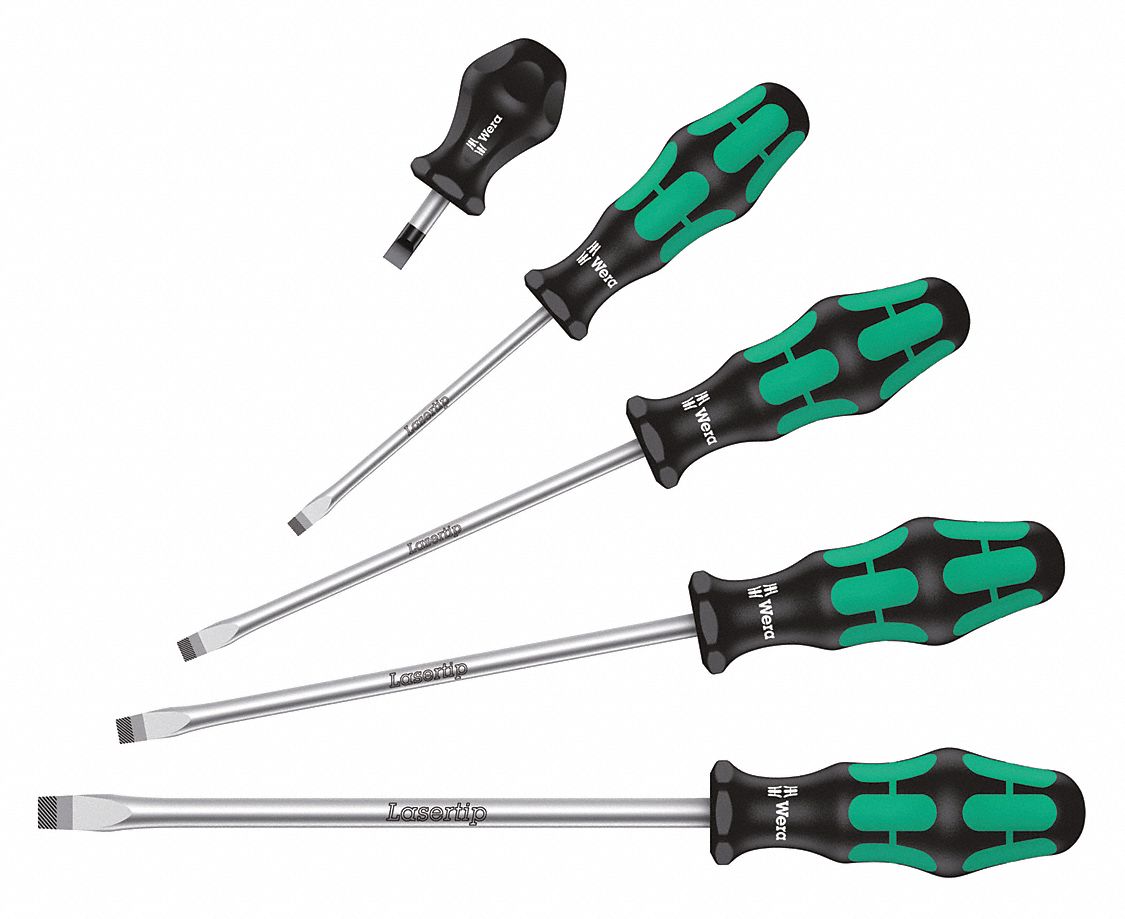Screwdriver Set, Slotted, 5 Pc