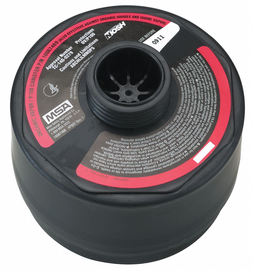 Gas Mask Canister, Color Code Black/Magenta, PK 12 Grainger