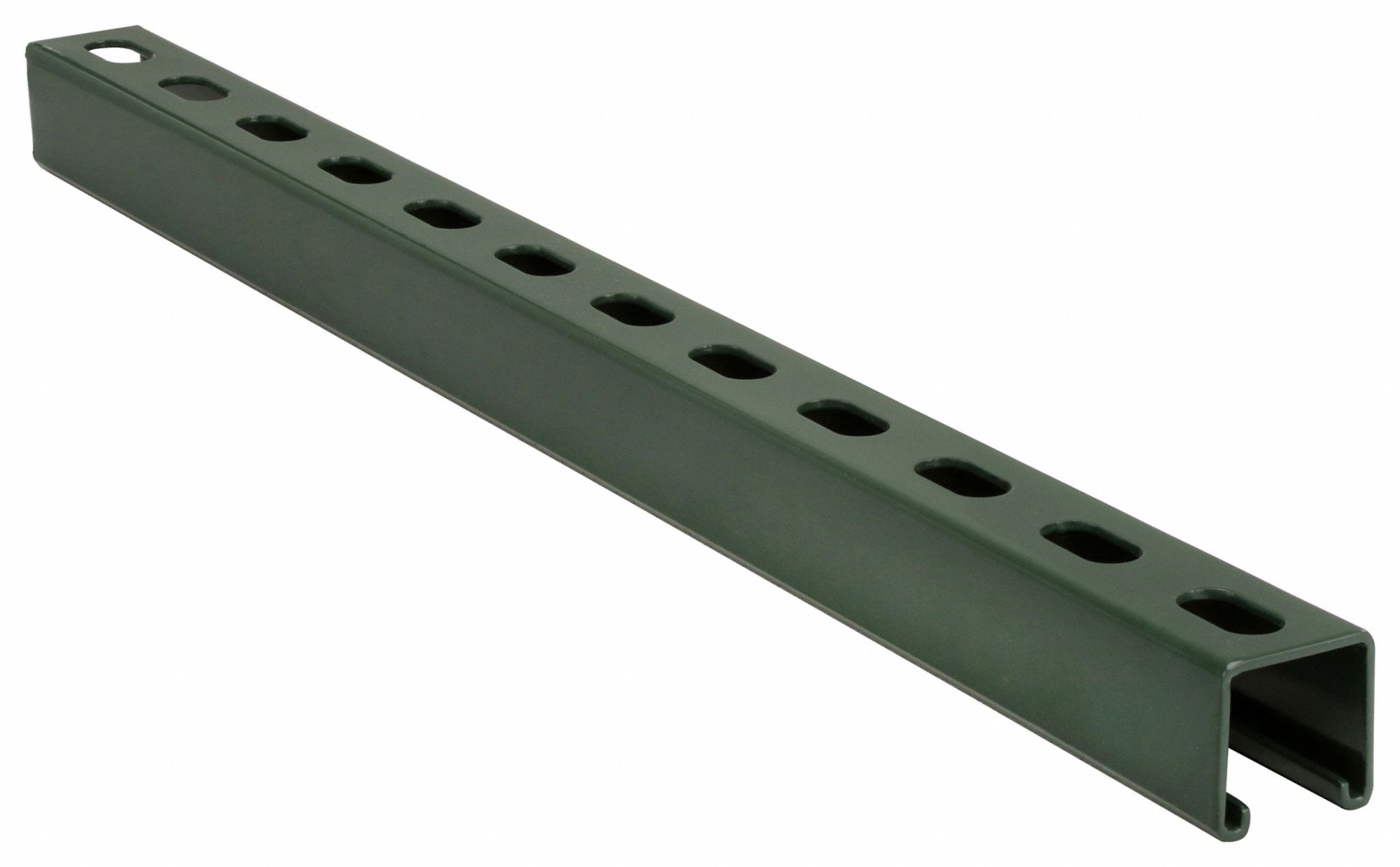 STRUT CHANNEL - SLOTTED, STEEL, PAINTED, 12 GA GAUGE, 5 FT OVERALL L, GREEN