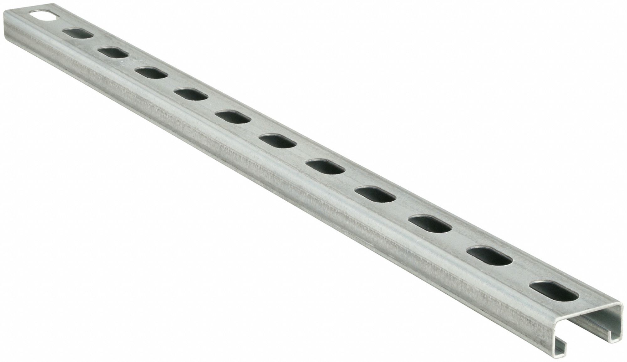 STRUT CHANNEL - SLOTTED, STEEL, PRE-GALVANIZED, 14 GA GAUGE, 10 FT OVERALL L, SILVER