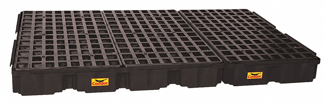 DRUM SPILL CONTAINMENT PLATFORM, FOR 6 DRUMS, 88 GAL CAPACITY, 10,000 LB LOAD CAPACITY