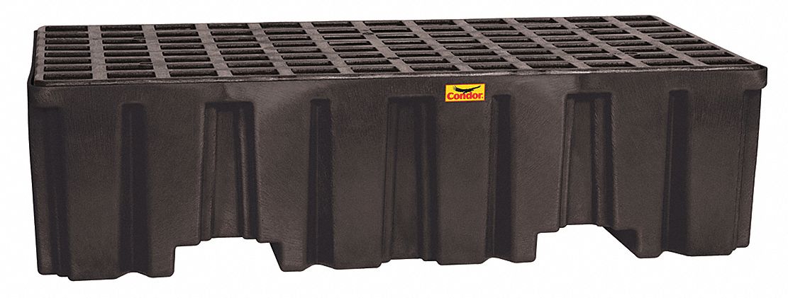 DRUM SPILL CONTAINMENT PALLET, FOR 2 DRUMS, 66 GAL CAPACITY, 4,000 LB LOAD CAPACITY