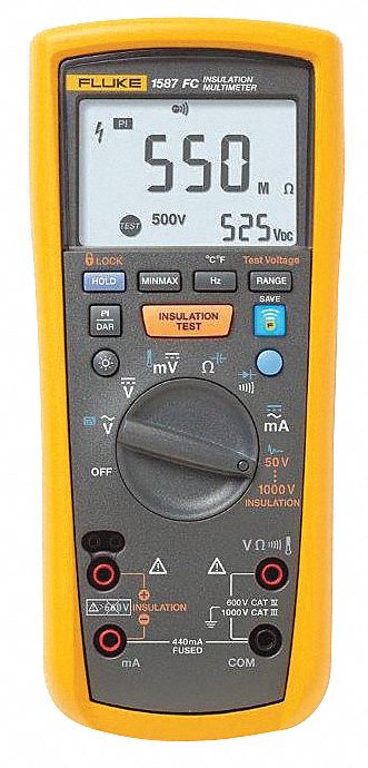 INSULATION MULTIMETER, AC/DC AMP 400, AC/DC VOLT 1000, TEMP RANGE -40 °  - 537 ° C, LCD