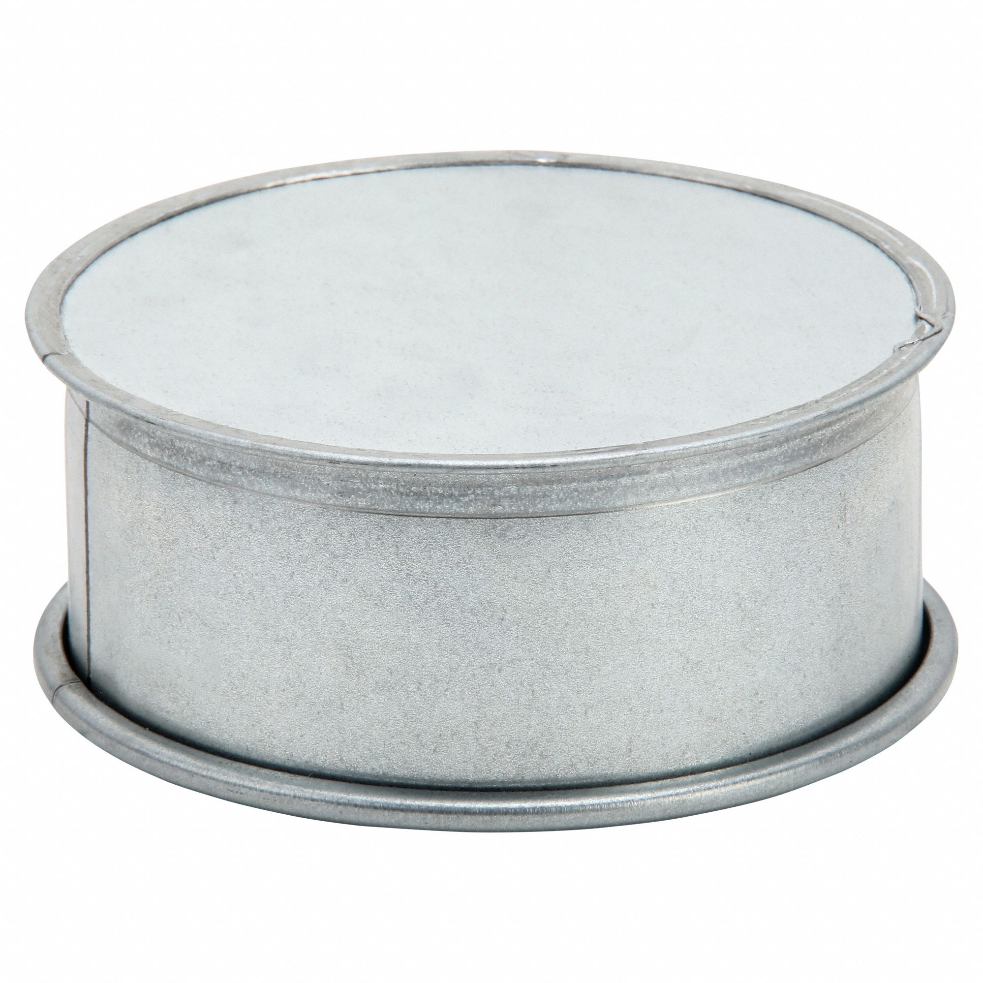 End Cap: Steel, For 5 in Duct Dia, 2 1/4 in Overall Lg, 5 in Inlet Dia, 22 ga Material Thick
