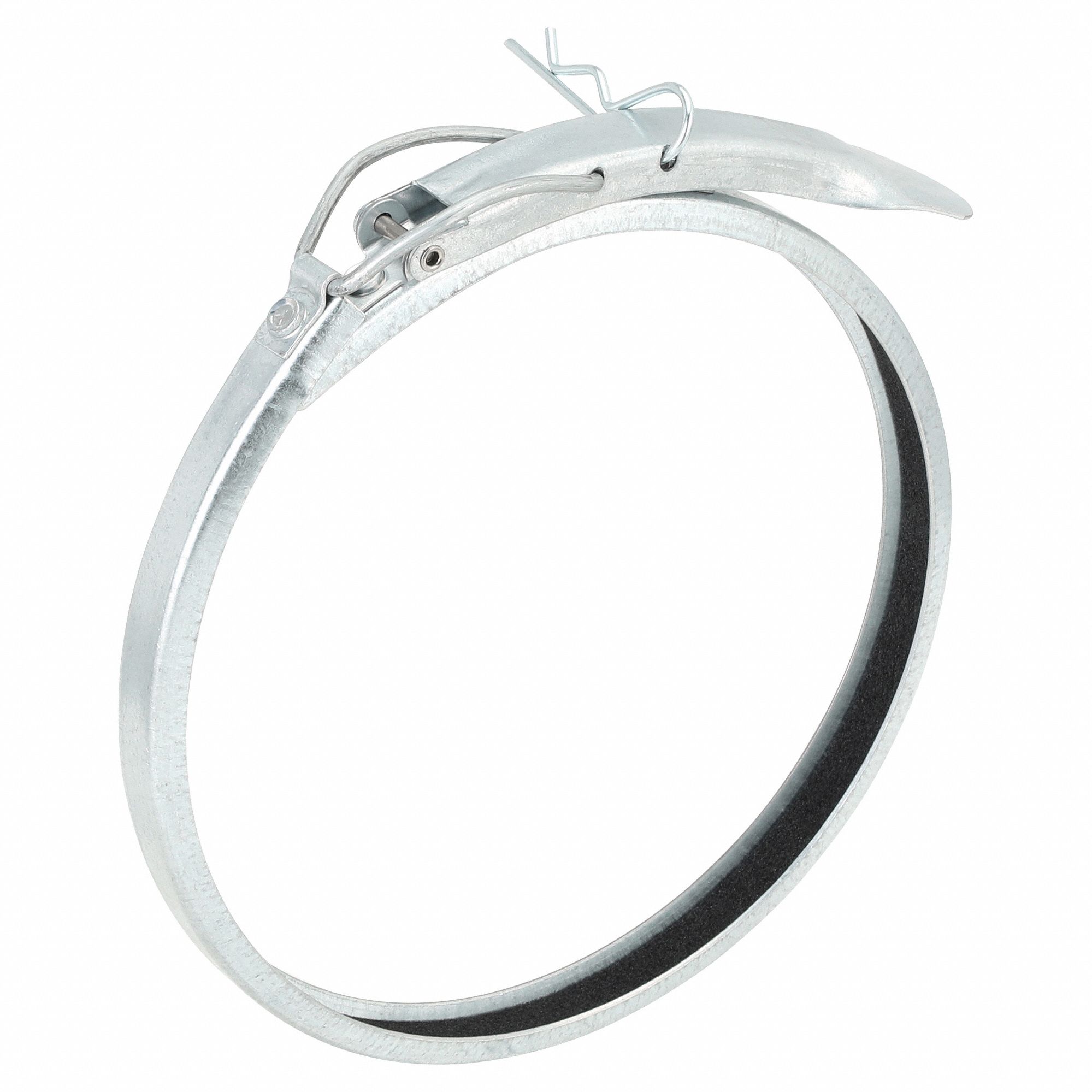 Duct Clamp: Steel, For 7 in Duct Dia, 7 in Overall Lg, 18 ga Material Thick, Galvanized Steel