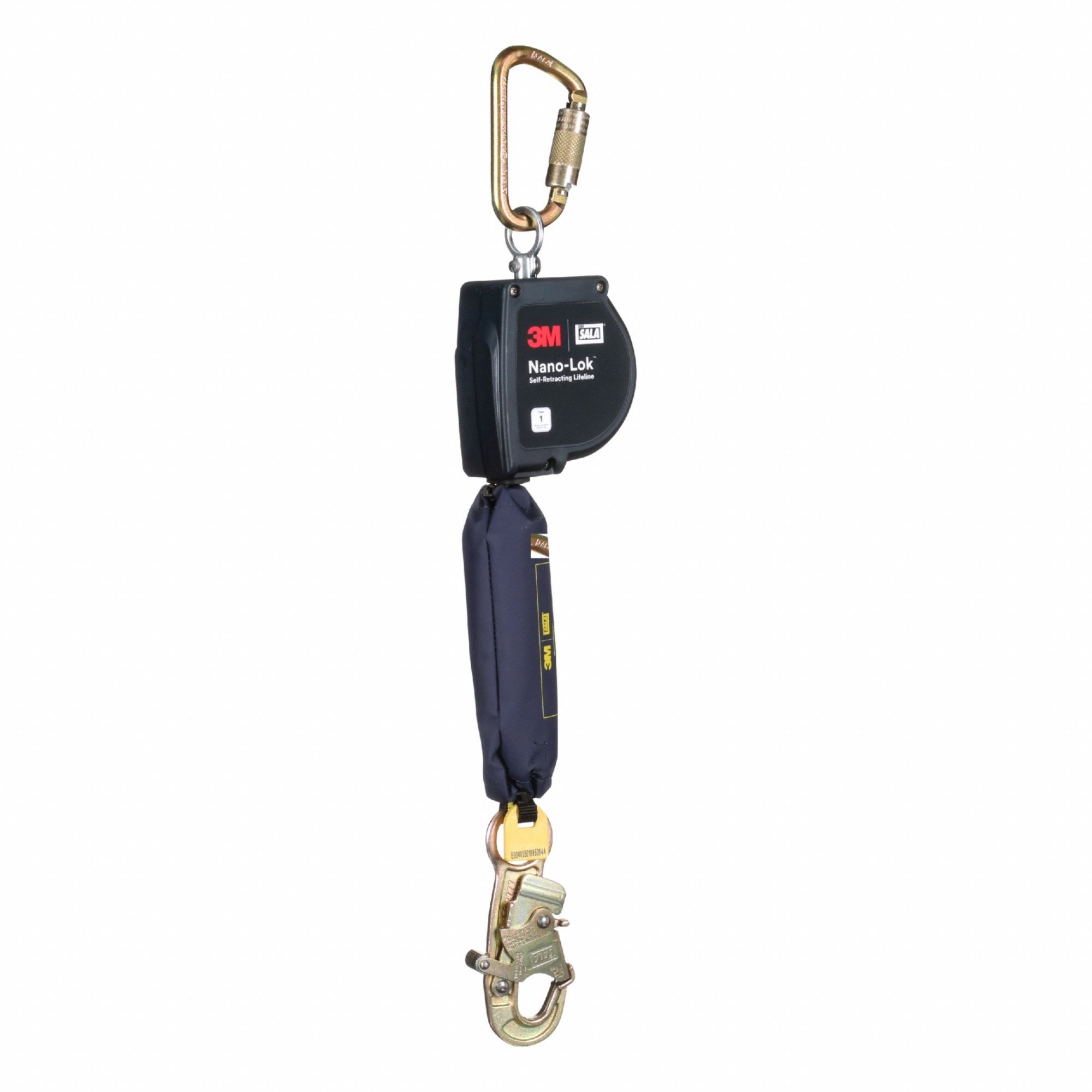 Self Retracting Lifeline: Steel Snap Hook Anchor, Harness Steel Carabiner, 9 ft Line