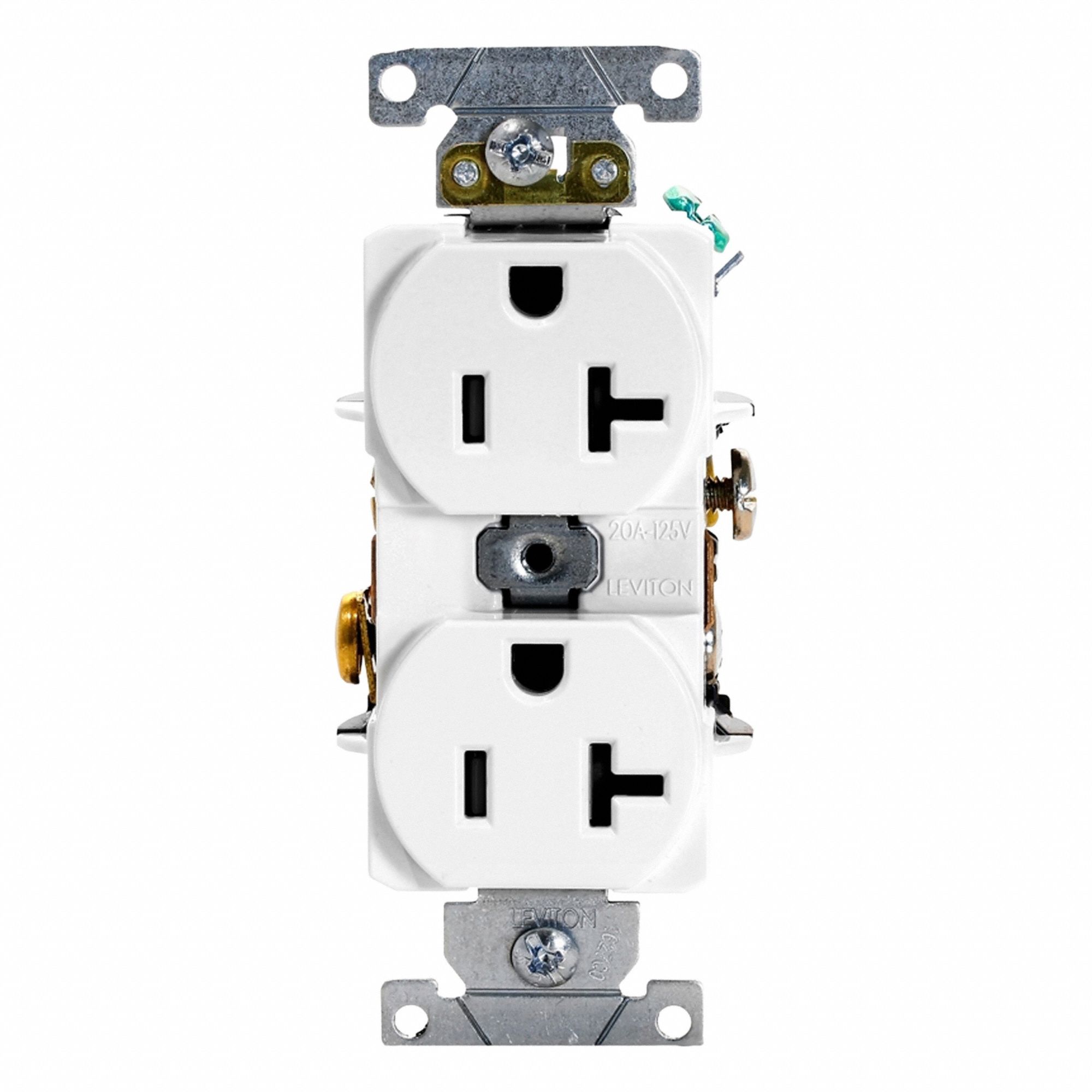 Duplex Receptacle Outlet: Duplex, 5-20R, 125V AC, 20 A, White, 2 Pole / 3 Wire