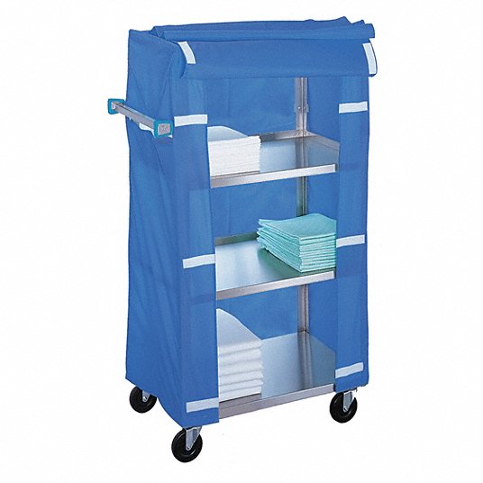 Linen Cart,SS,Cover,4 Shelf,500 lb.: 31.5 cu ft Cubic Foot Capacity, 500 lb Load Capacity