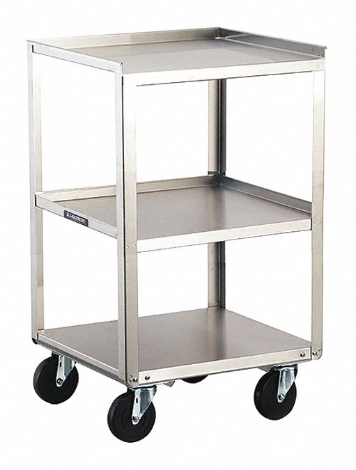 Corrosion-Resistant Mobile Medical Equipment Stand: Stainless Steel, (4) Swivel, Silver