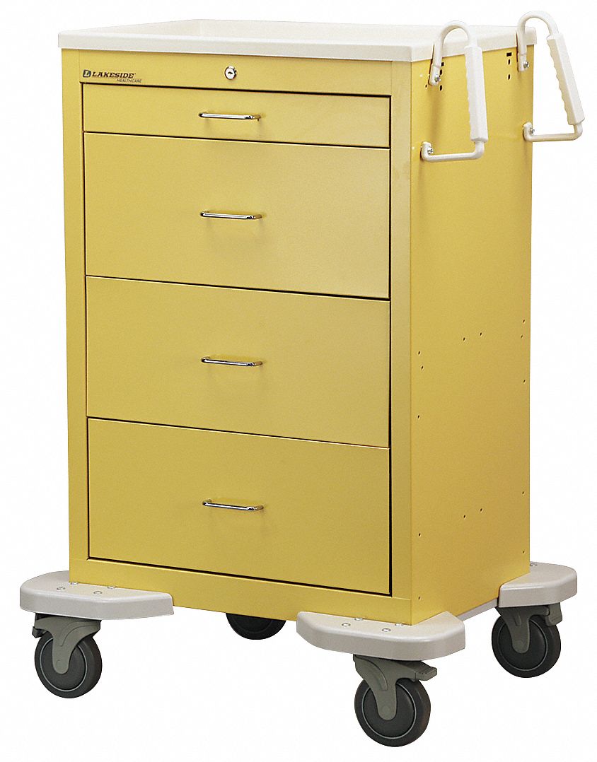 LAKESIDE Medical Procedure Cart, 150 lb Load Capacity, Yellow 460K57