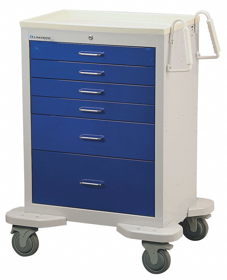 LAKESIDE Medical Procedure Cart, 195 lb Load Capacity, Gray 460K63C