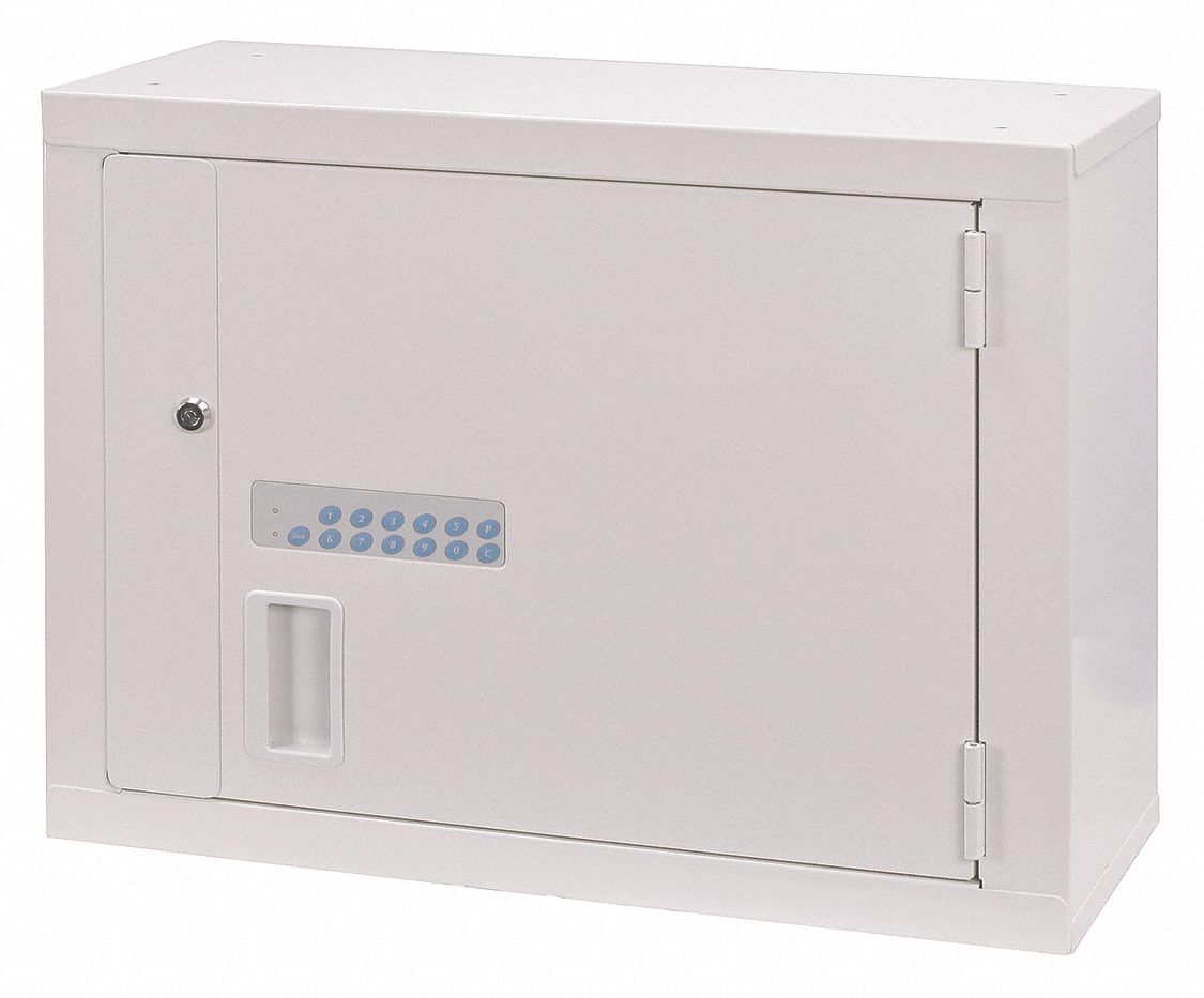 Supply Cabinet: 24 in x 10 in x 18 in, 2 Shelves, 1 Doors, Electronic Keypad
