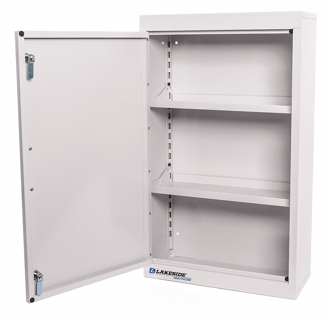Supply Cabinet: 18 in x 8 in x 30 in, 2 Shelves, 1 Doors, Keyed, 18 in Overall Wd