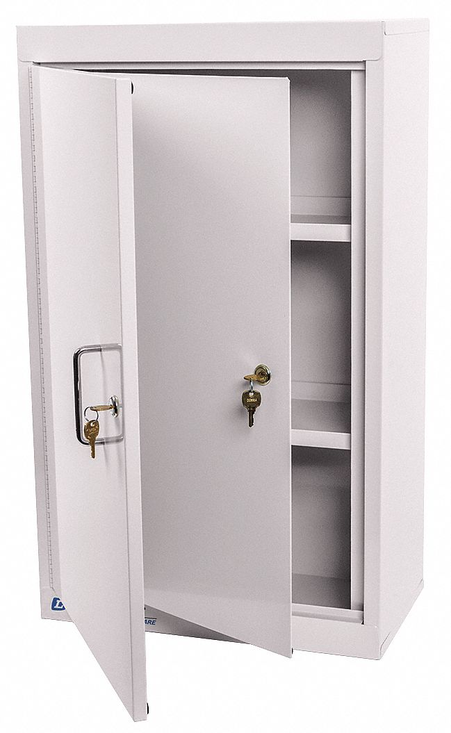 Supply Cabinet: 18 in x 10 in x 30 in, 2 Shelves, 2 Doors, Keyed, 18 in Overall Wd