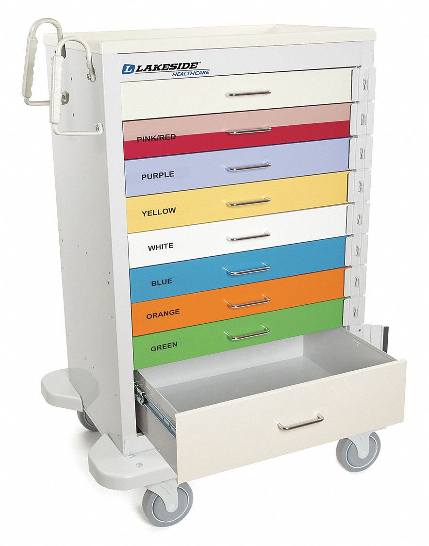 LAKESIDE Medical Procedure Cart, 275 lb Load Capacity, Gray 460K82SP
