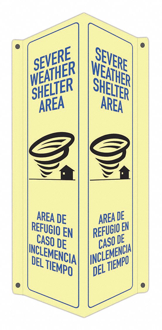 Safety Sign: Aluminum, Mounting Holes Sign Mounting, 18 in x 8 in x 3 in Nominal Sign Size