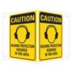 V-Shape Projection Caution: Hearing Protection Required In This Area Signs