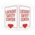 V-Shape Projection Lockout Safety Center (W/Down Arrow) Signs