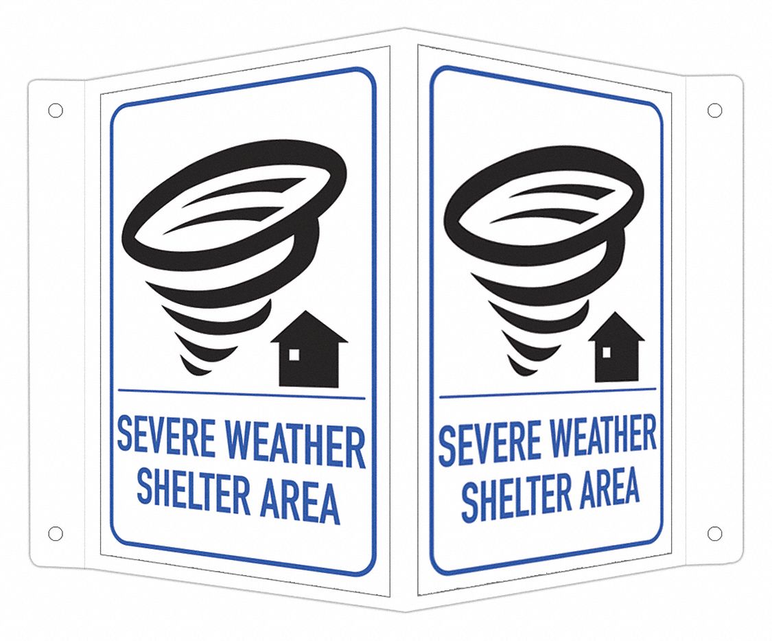 Emergency Sign: Aluminum, Mounting Holes Sign Mounting, 6 in x 7 1/2 in Nominal Sign Size