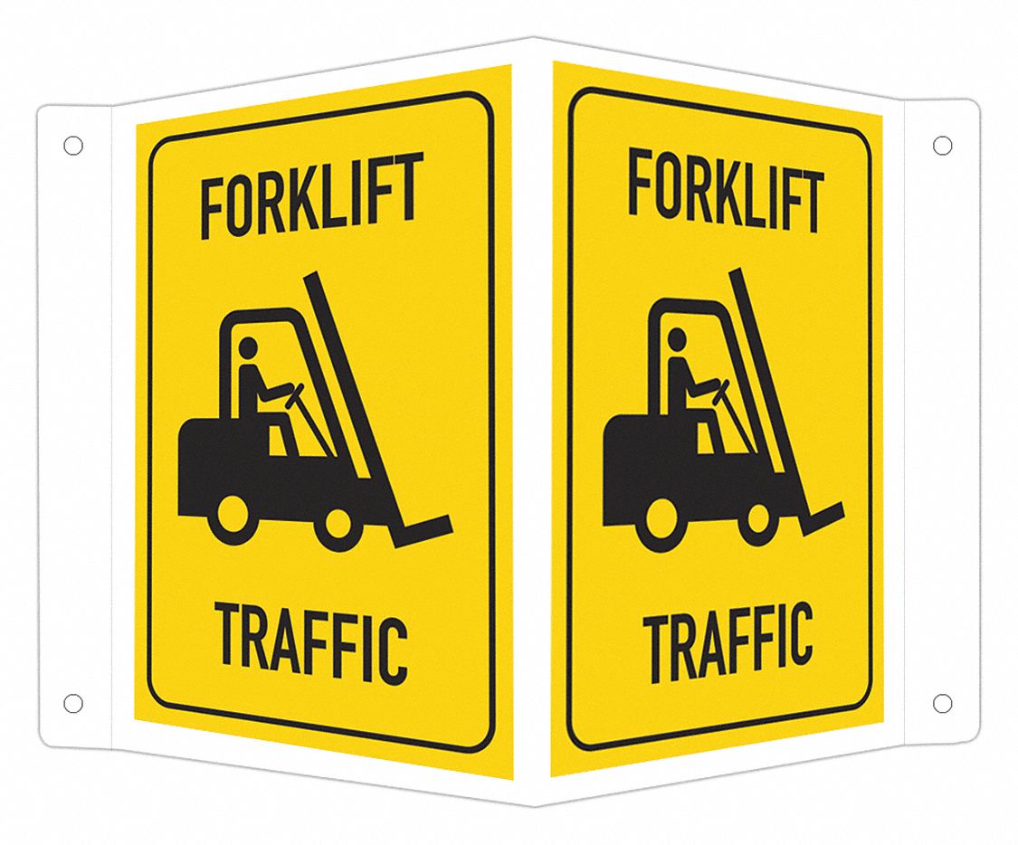 Safety Sign: Aluminum, Mounting Holes Sign Mounting, 6 in x 7 1/2 in Nominal Sign Size