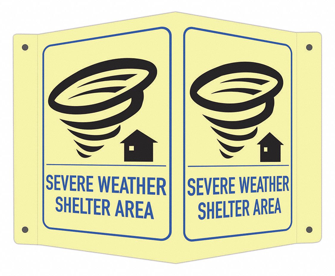 Emergency Sign: Aluminum, Mounting Holes Sign Mounting, 6 in x 7 1/2 in Nominal Sign Size