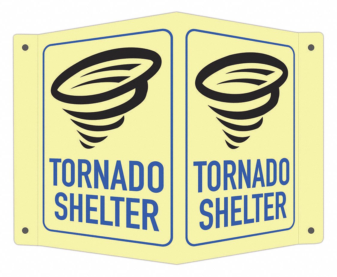 Emergency Sign: Aluminum, Mounting Holes Sign Mounting, 6 in x 7 1/2 in Nominal Sign Size