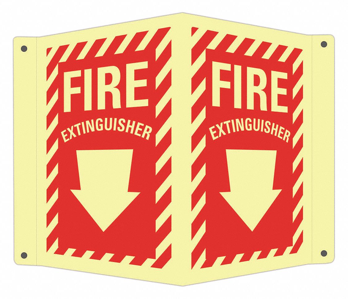 Fire Extinguisher Sign: Aluminum, Mounting Holes Sign Mounting, 10 in x 12 in Nominal Sign Size