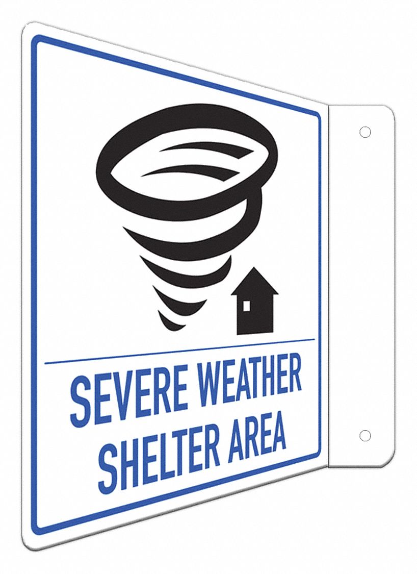 Emergency Sign: Aluminum, Mounting Holes Sign Mounting, 8 in x 8 in Nominal Sign Size, 0.04 in Thick