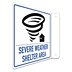 L-Shape Projection Severe Weather Shelter Signs