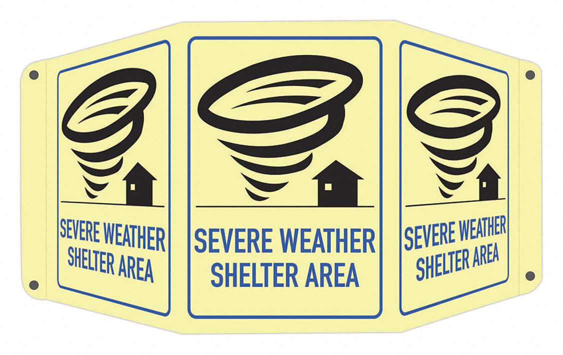 Emergency Sign: Aluminum, Mounting Holes Sign Mounting, 10 in x 17 1/2 in Nominal Sign Size