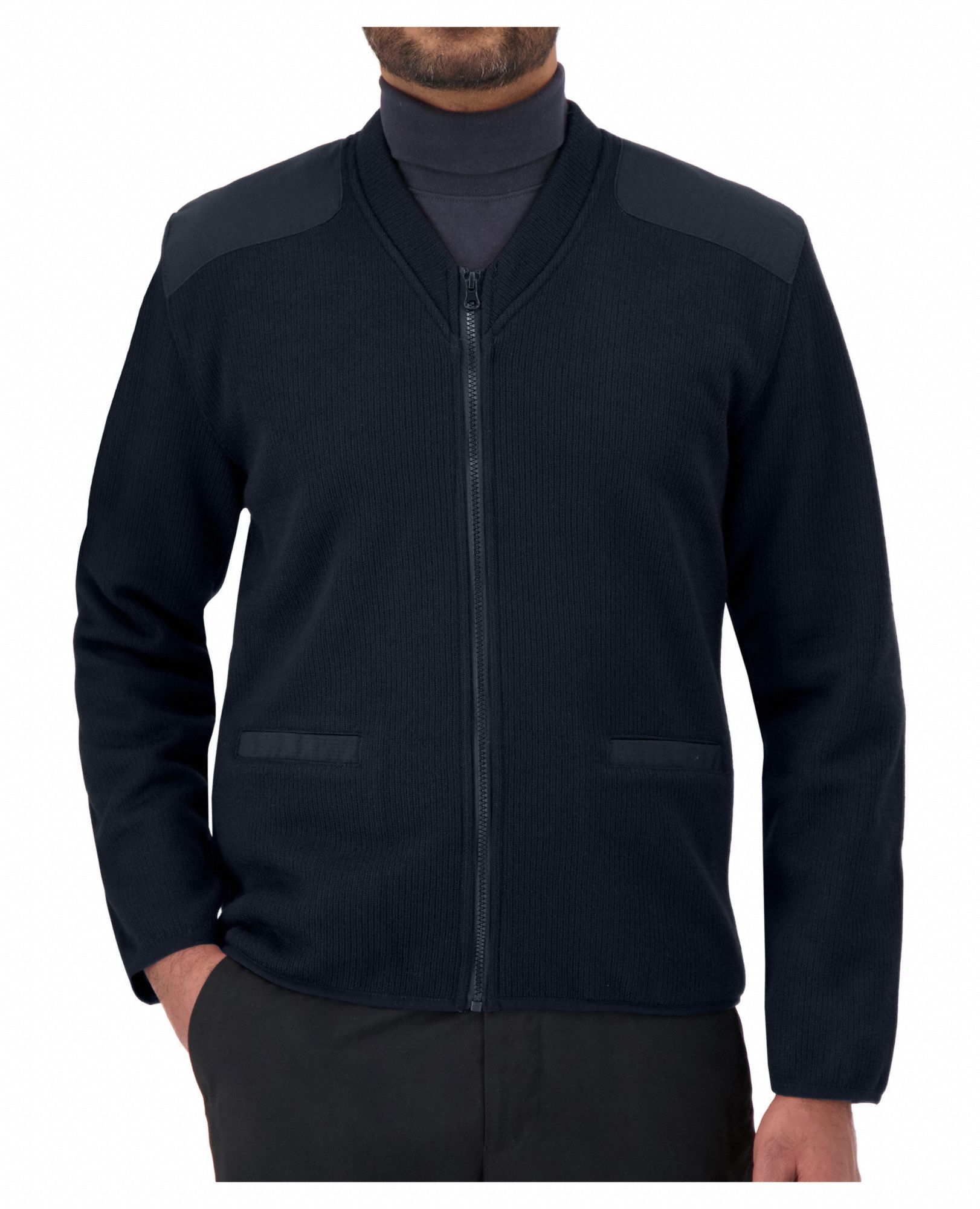 V-Neck Military Sweater: Gen, Navy, 2XL, Regular, 10% Polyester/45% Wool/47% Acrylic Material