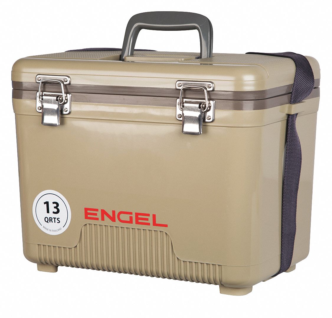 Chest Cooler: Tan, 18 Cans, 13 qt Cooler Capacity, 10 day Ice Retention
