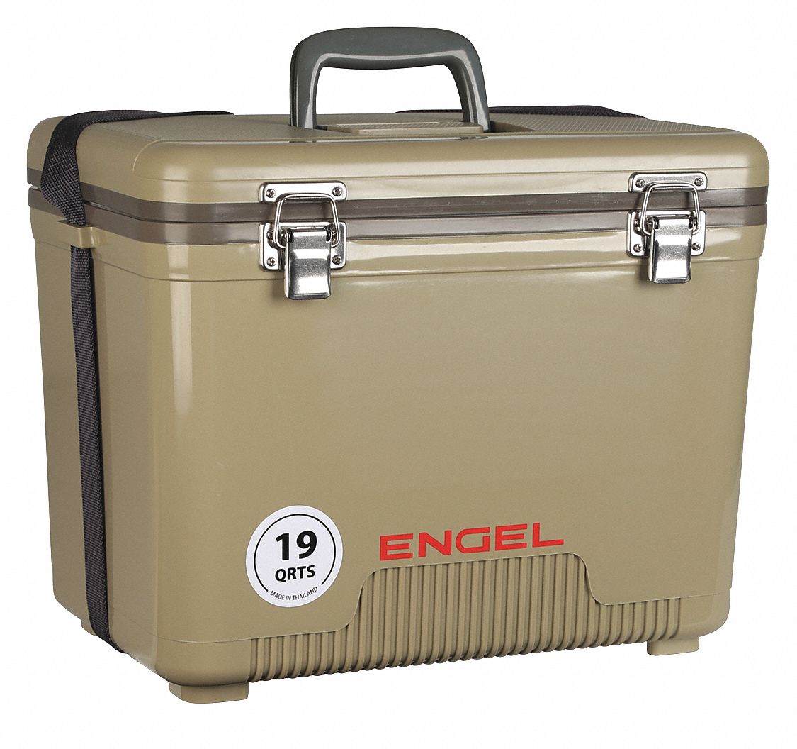 Chest Cooler: Tan, 30 Cans, 19 qt Cooler Capacity, 10 day Ice Retention