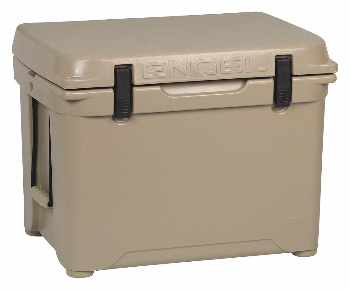 Marine Chest Cooler: Tan, 50 Cans, 48 qt Cooler Capacity, 10 day Ice Retention