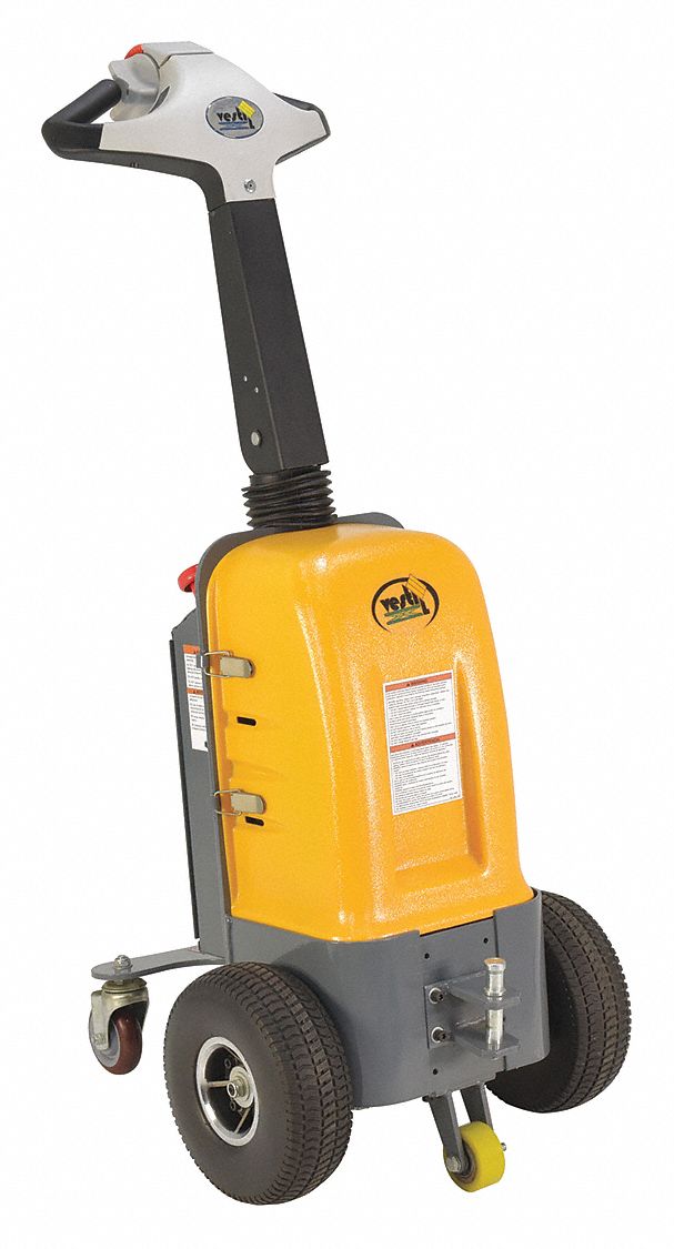 TUGGER, ELECTRIC-POWERED, 5 WHEEL, 1000 LB, YELLOW, 20 X 24-1/2 X 51-1/4 IN, STEEL