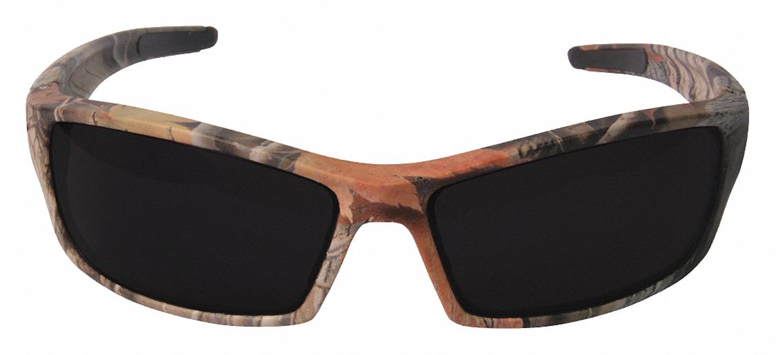 Safety Glasses: Gray Lens, Full-Frame, Metal Detectable, Camouflage Frame