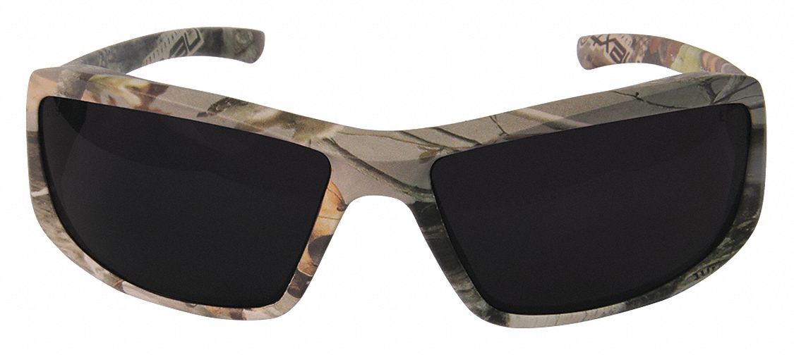 Safety Glasses: Smoke Lens, Full-Frame, Metal Detectable, Camouflage Frame