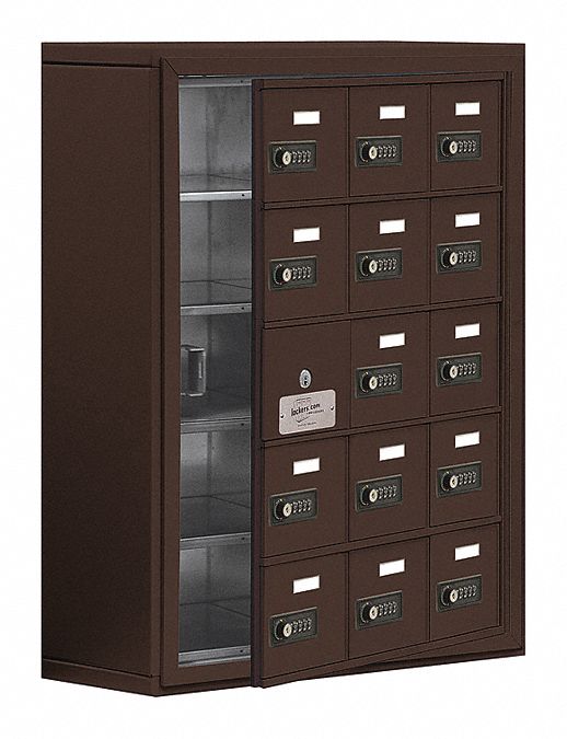 Cell Phone Locker: 24 in x 9 1/4 in x 31 in, 5 Tiers, 3 Units Wide, 14 Lockers