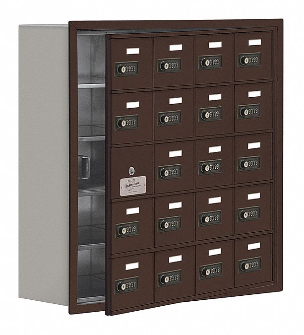 Cell Phone Locker: 29 1/4 in x 8 3/4 in x 29 3/4 in, 5 Tiers, 4 Units Wide