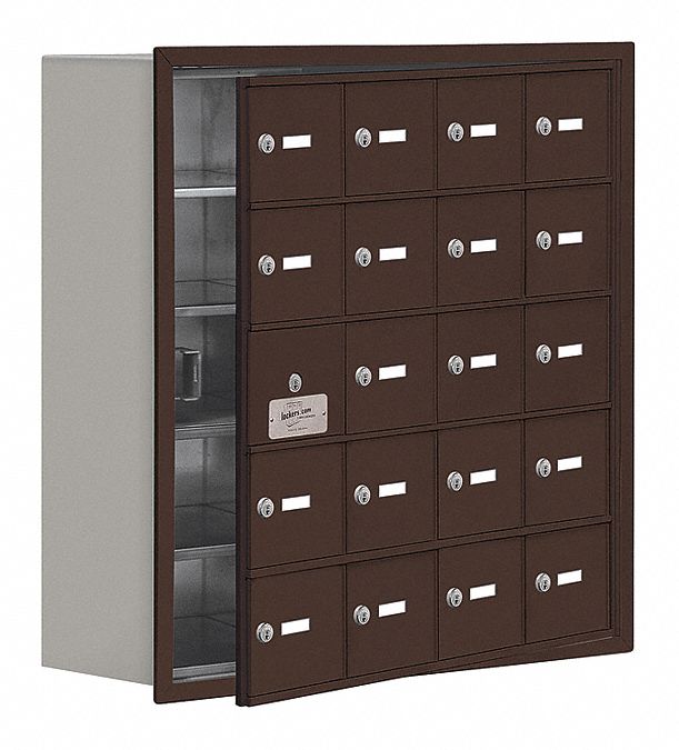 Cell Phone Locker: 29 1/4 in x 8 3/4 in x 29 3/4 in, 5 Tiers, 4 Units Wide