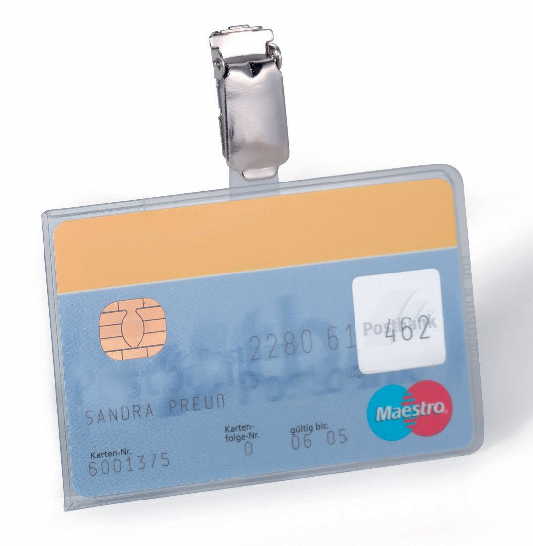 DURABLE ID Card Pouch Horizontal, Blank, Translucent, Blank, Plastic