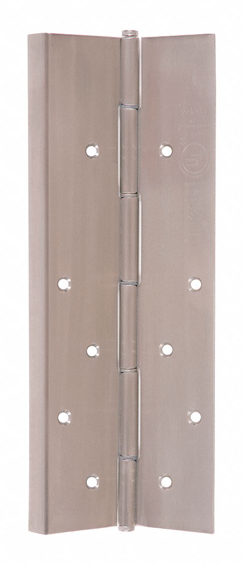 Piano Hinge: Stainless Steel, 83 1/8 in Leaf Ht, 2 3/16 in Leaf Wd, Screw-On