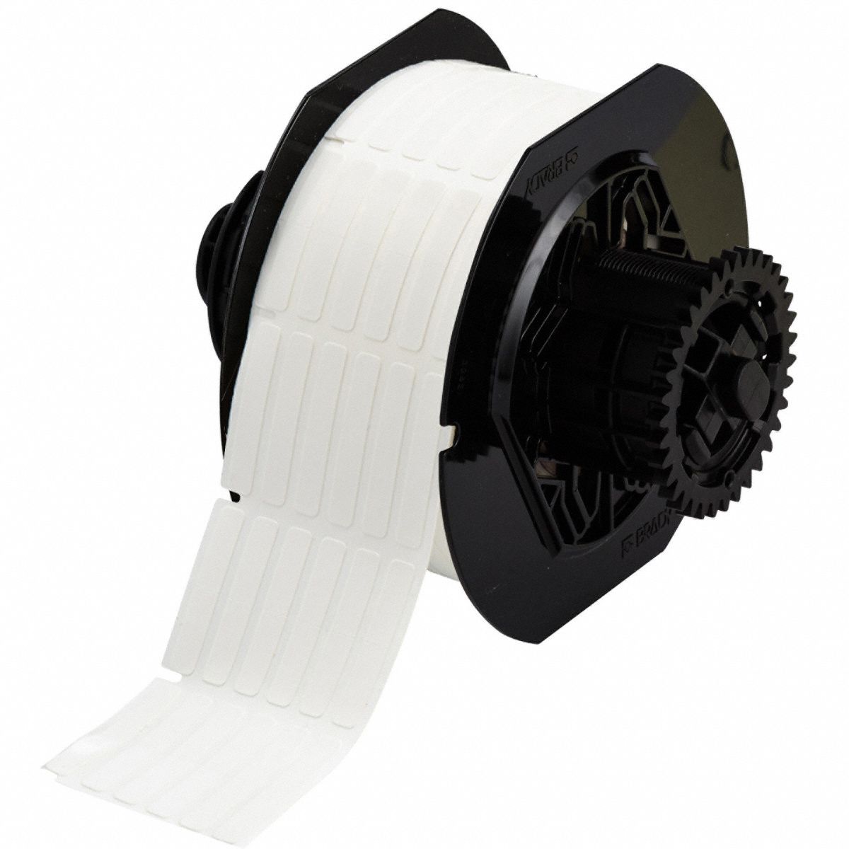 Wraparound Label: 1 7/16 in x 1/4 in, Vinyl, Black on White, For 14 AWG to 6 AWG Wire Gauge