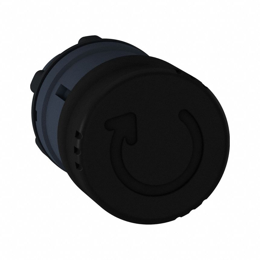 Mushroom Head Push Button: Black, 22 mm Mounting Size, Non-Metallic, Maintained