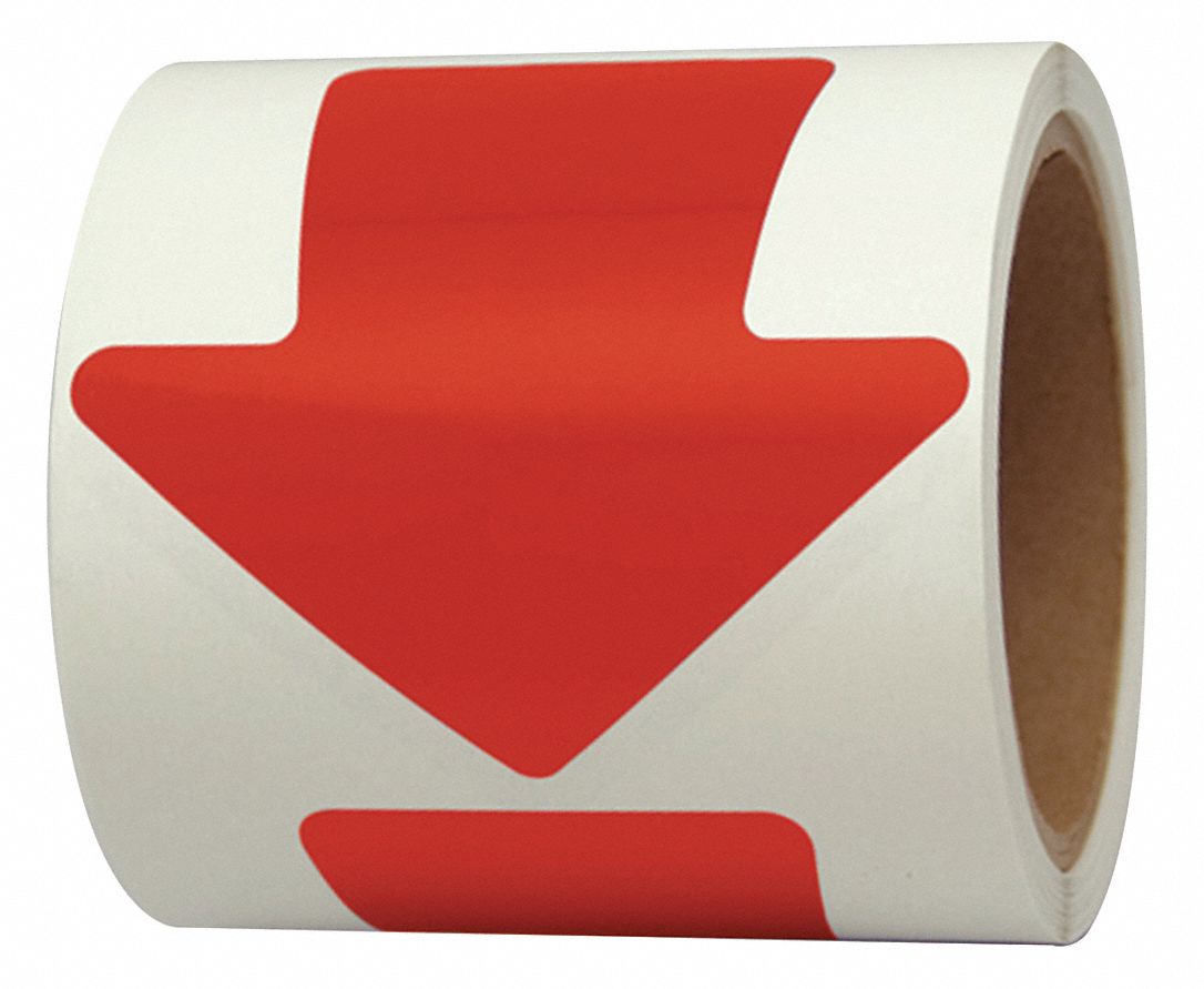 FLOOR MARKING TAPE, ARROW, SOLID, RED, NO LEGEND, 4 IN X 4 IN, 5.5 MIL THICKNESS, INCOM, VA