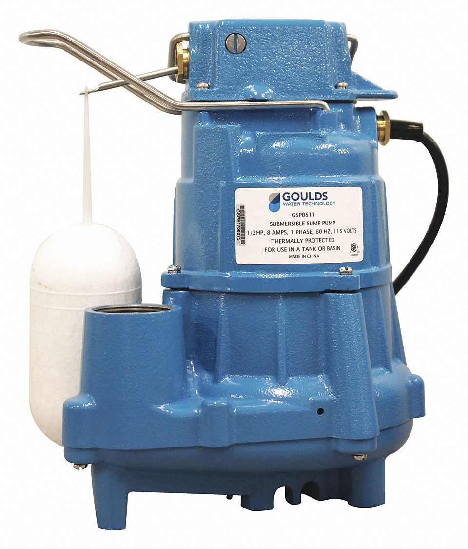 GOULDS WATER TECHNOLOGY Submersible Sump Pump, 1/2 HP, Cast Iron, 115V