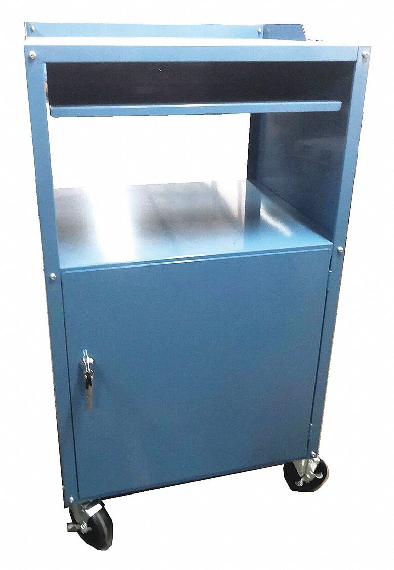 MOBILE COMPUTER CABINET,UNASSEMBLED,BLUE