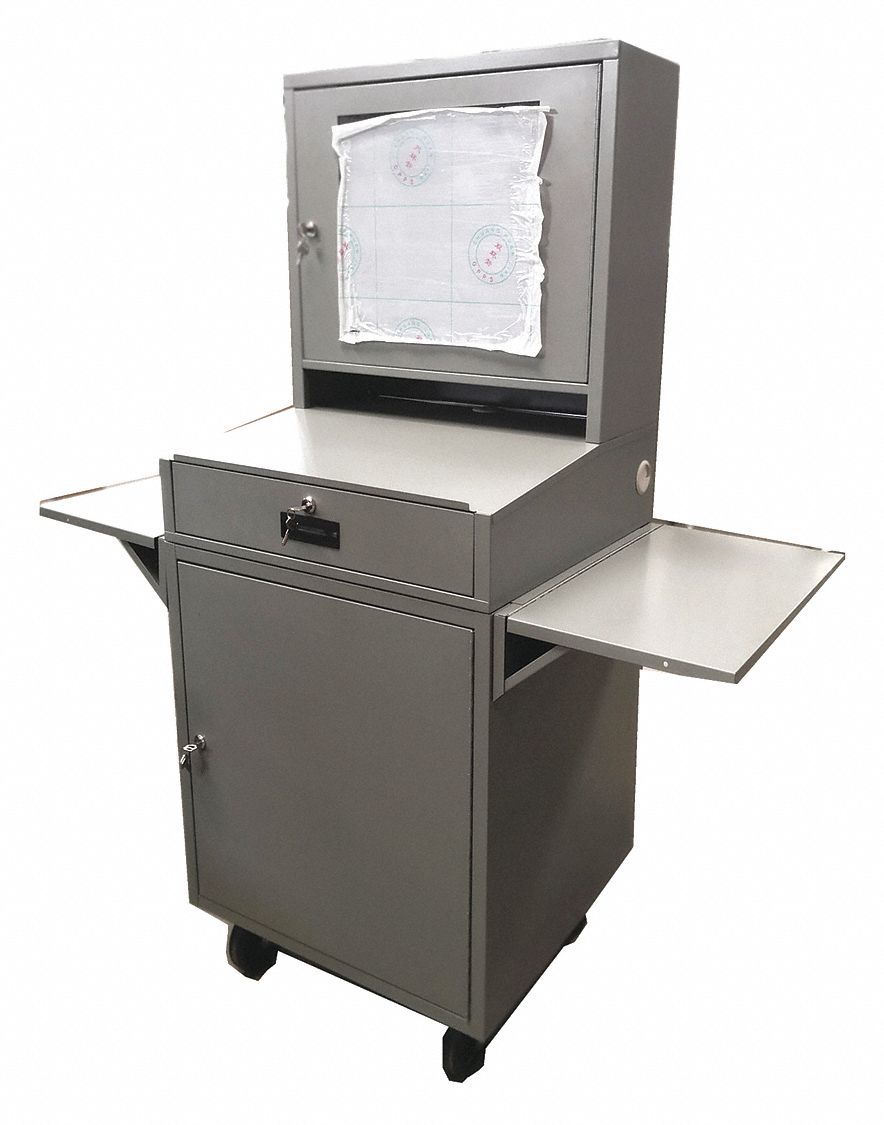 MOBILE COMPUTER CABINET,UNASSEMBLED,GREY