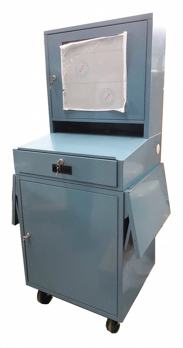 MOBILE COMPUTER CABINET,UNASSEMBLED,BLUE